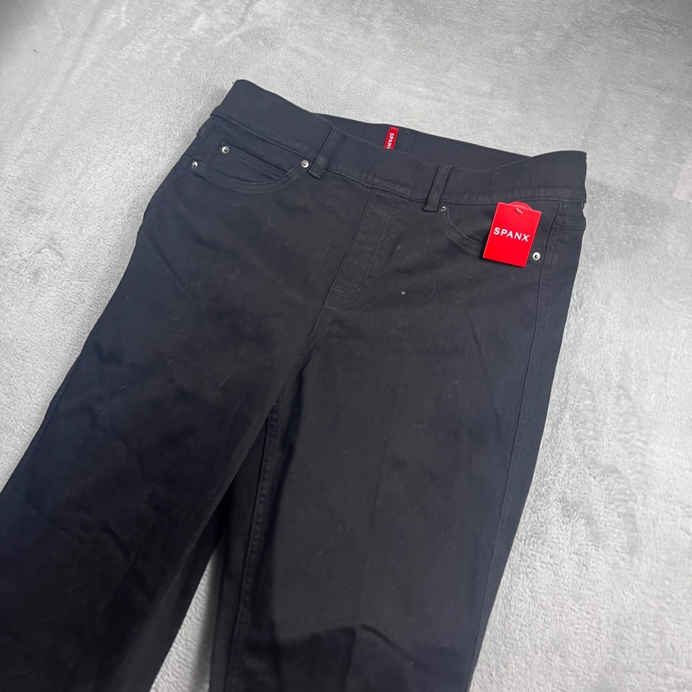 Spanx Kick Flare Jeans Clean Black High Rise Pull On Stretch Denim XL 20763R - Picture 2 of 12